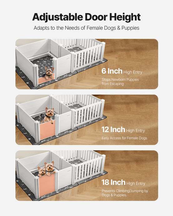 VEVOR Parc Caisse de Mise Bas pour Chien Chiot 186,5x97x50 cm avec Tapis d'Urine - Image 4