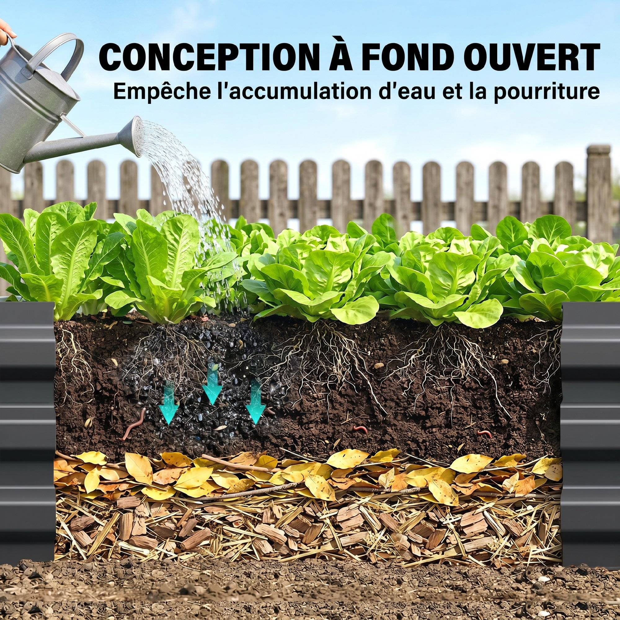 Carré potager rectangulaire, lit de jardin surélevé en acier galvanisé, fond ouvert, 240 x 60 x 30 cm, gris foncé - Image 8