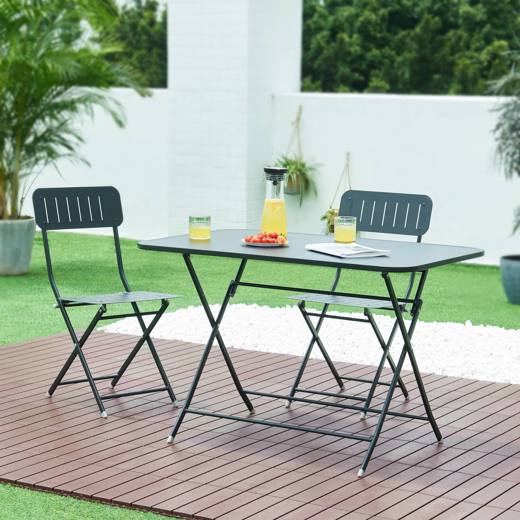 Table de jardin pliante Sande 110 x 70 x 71 cm noir [en.casa] - Image 3