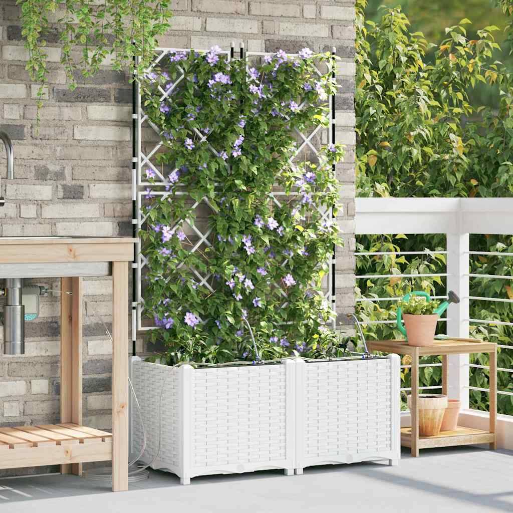 ComfortXL - Grande jardinière brise-vue acier avec treillis et irrigation Blanc 80x40x142 cm – ComfortXL Outdoor Living - Image 1