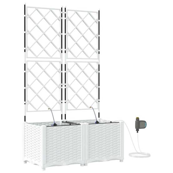 ComfortXL - Grande jardinière brise-vue acier avec treillis et irrigation Blanc 80x40x142 cm – ComfortXL Outdoor Living - Image 2