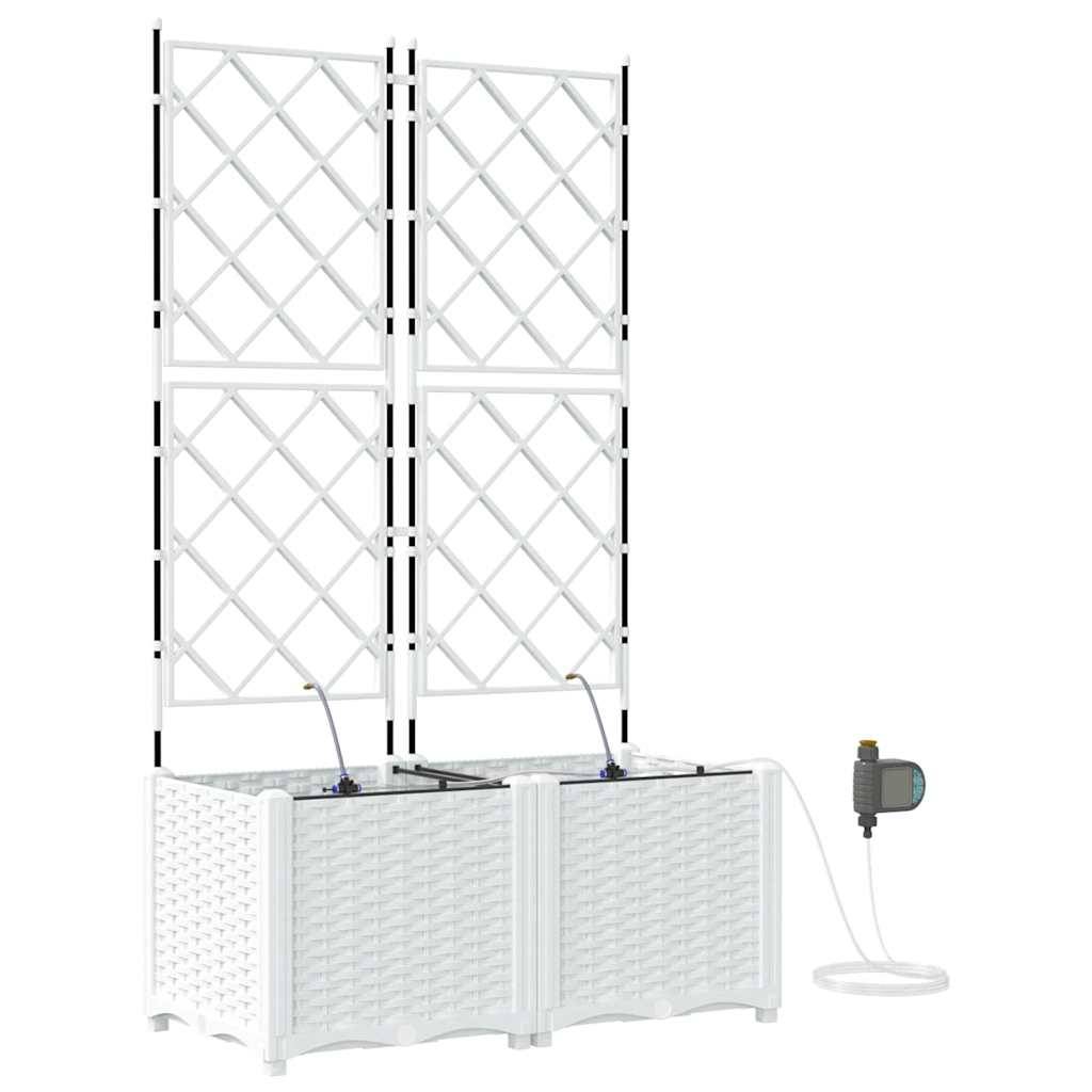 ComfortXL - Grande jardinière brise-vue acier avec treillis et irrigation Blanc 80x40x142 cm – ComfortXL Outdoor Living - Image 2