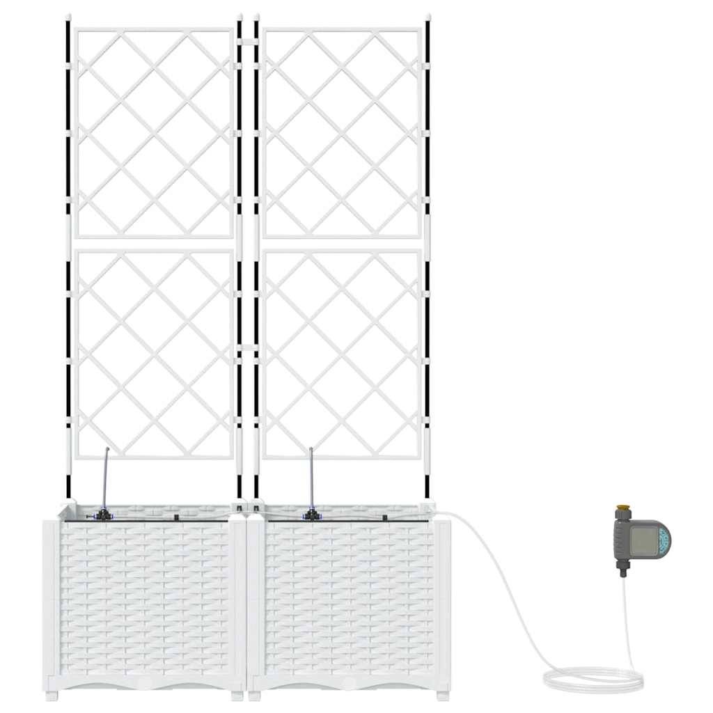 ComfortXL - Grande jardinière brise-vue acier avec treillis et irrigation Blanc 80x40x142 cm – ComfortXL Outdoor Living - Image 6