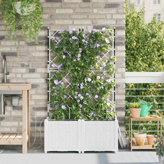 ComfortXL - Grande jardinière brise-vue acier avec treillis et irrigation Blanc 80x40x142 cm – ComfortXL Outdoor Living - Image 3