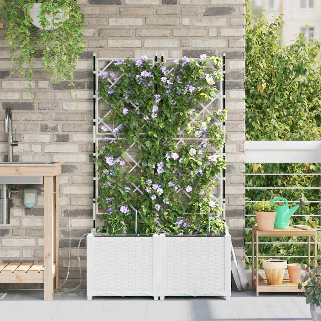 ComfortXL - Grande jardinière brise-vue acier avec treillis et irrigation Blanc 80x40x142 cm – ComfortXL Outdoor Living - Image 3