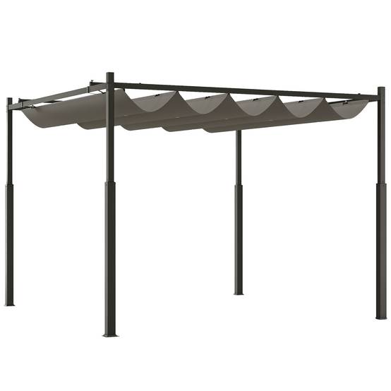 Outsunny - Pergola 3x3m Coulissante Rétractable Fixation Magnétique Tonnelle Abri Soleil UPF30+ Terrasse Patio Polyester 180g/m² Gris - Outsunny - Image 1