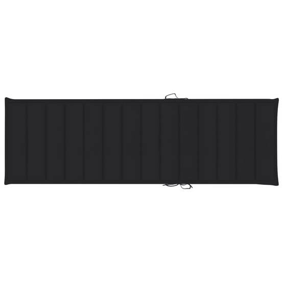 Chaise longue | Transat | Bain de soleil double et coussins noir bois de pin imprégné - Image 7