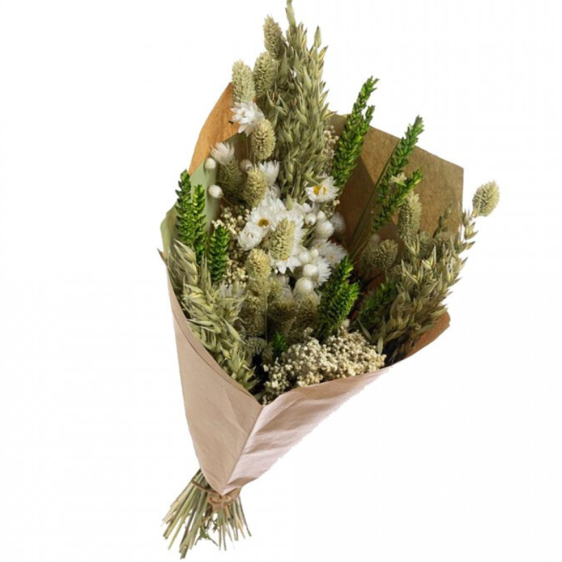 Naturalys - Bouquet de fleurs séchées Blanches & Vertes 50 cm - Naturalys