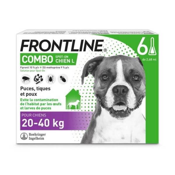 Frontline - FRONTLINE 6 Pipettes Combo Chien L - 20 a 40 kg - Puces tiques et poux - Image 1