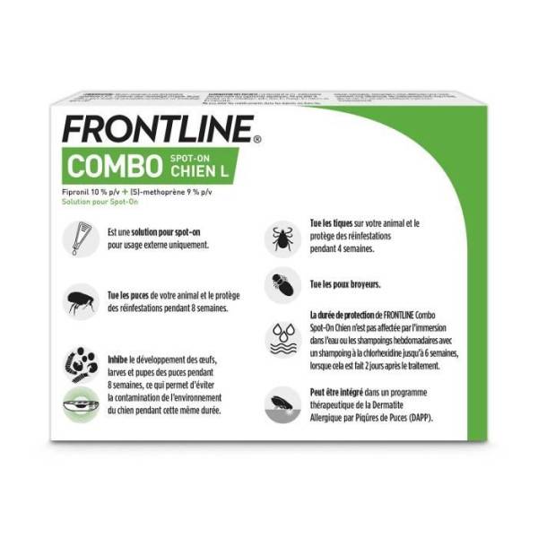 Frontline - FRONTLINE 6 Pipettes Combo Chien L - 20 a 40 kg - Puces tiques et poux - Image 2