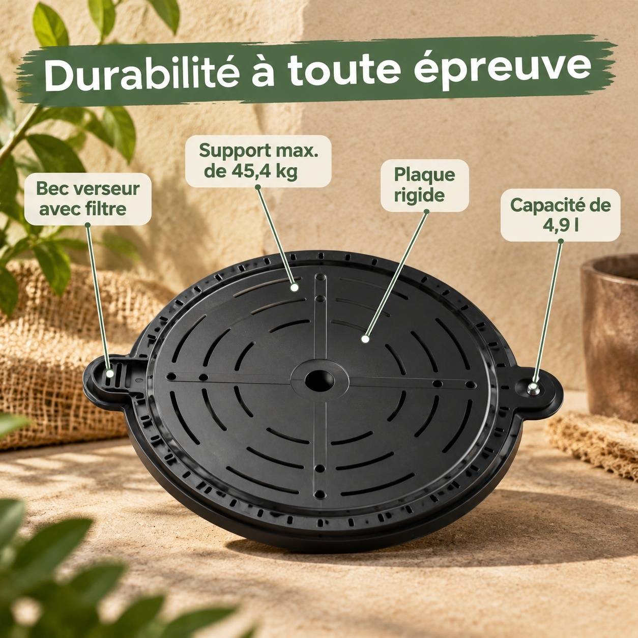 Base D’Arrosage pour Pots en Tissu avec Réservoir et Indicateur de Niveau - Image 5