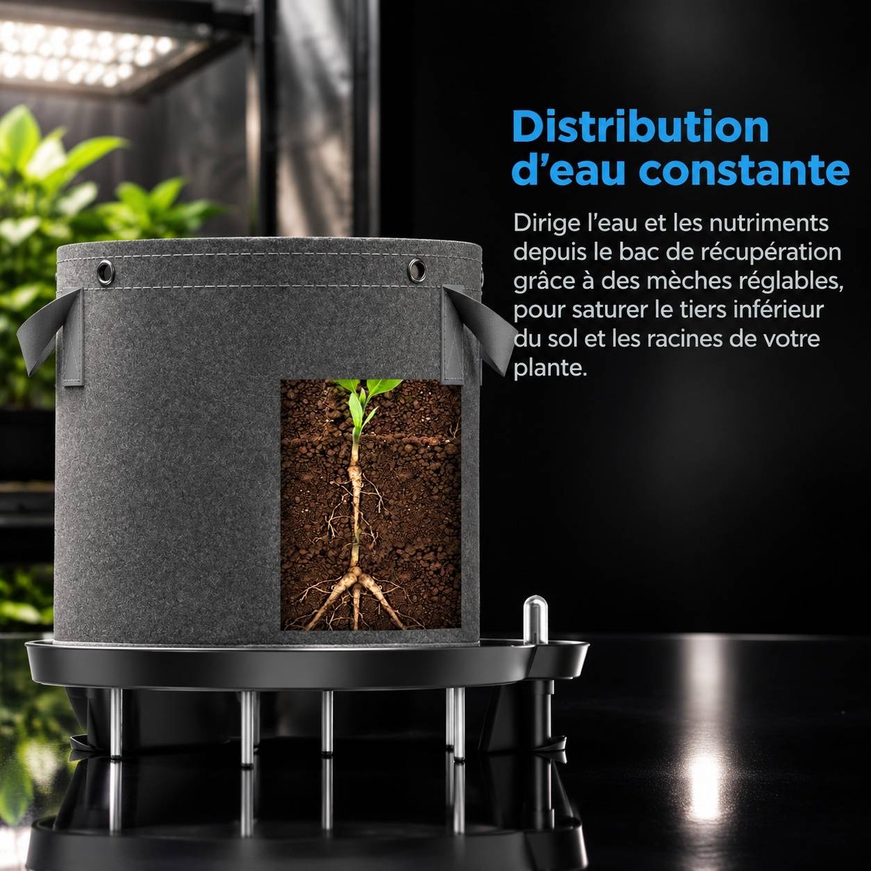 Base D’Arrosage pour Pots en Tissu avec Réservoir et Indicateur de Niveau - Image 4
