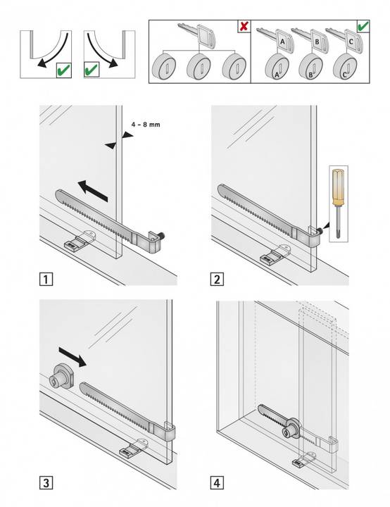 Serrure de vitrine acier en applique HETTICH, axe 22 mm - Image 2