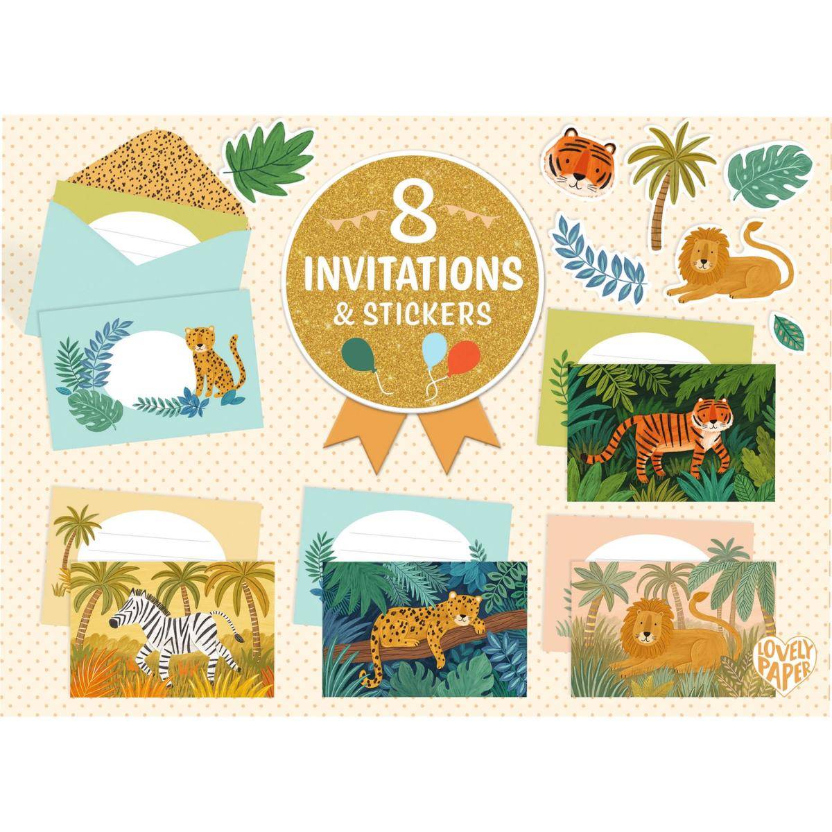 Boite d invitations Animaux de la Jungle - Djeco
