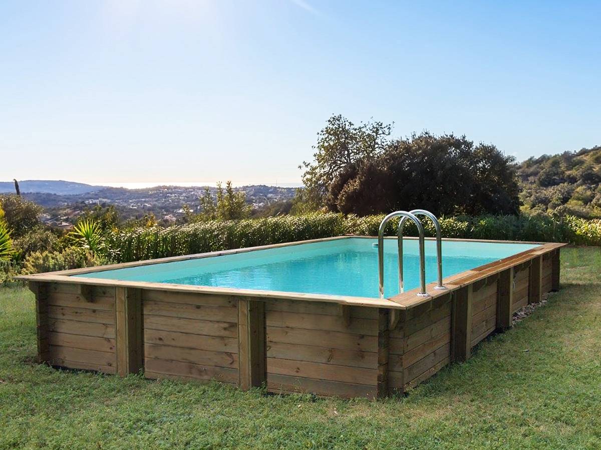 Piscine Bois En Kit Rectangle "sunrise " - 8.20 X 5.20 X 1.44 M -habitat Et Jardin