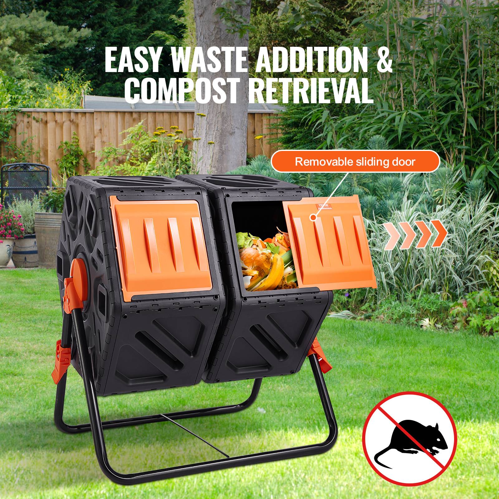 Vevor - VEVOR Composteur rotatif 140 L double chambre PP sans BPA, rotation 360°, charge 40 kg pour déchets organiques. - Image 3