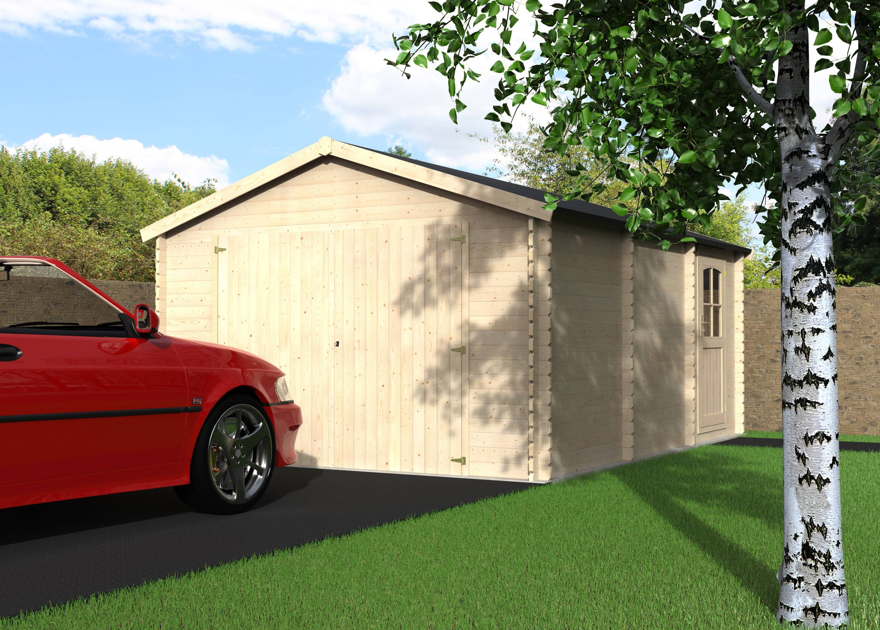 Decor et Jardin - GARAGE BOIS GARODEAL - 17,75 m² - Ep : 34 mm - 3,86x5,18 - Couleur : naturel - Décor et Jardin - Image 2