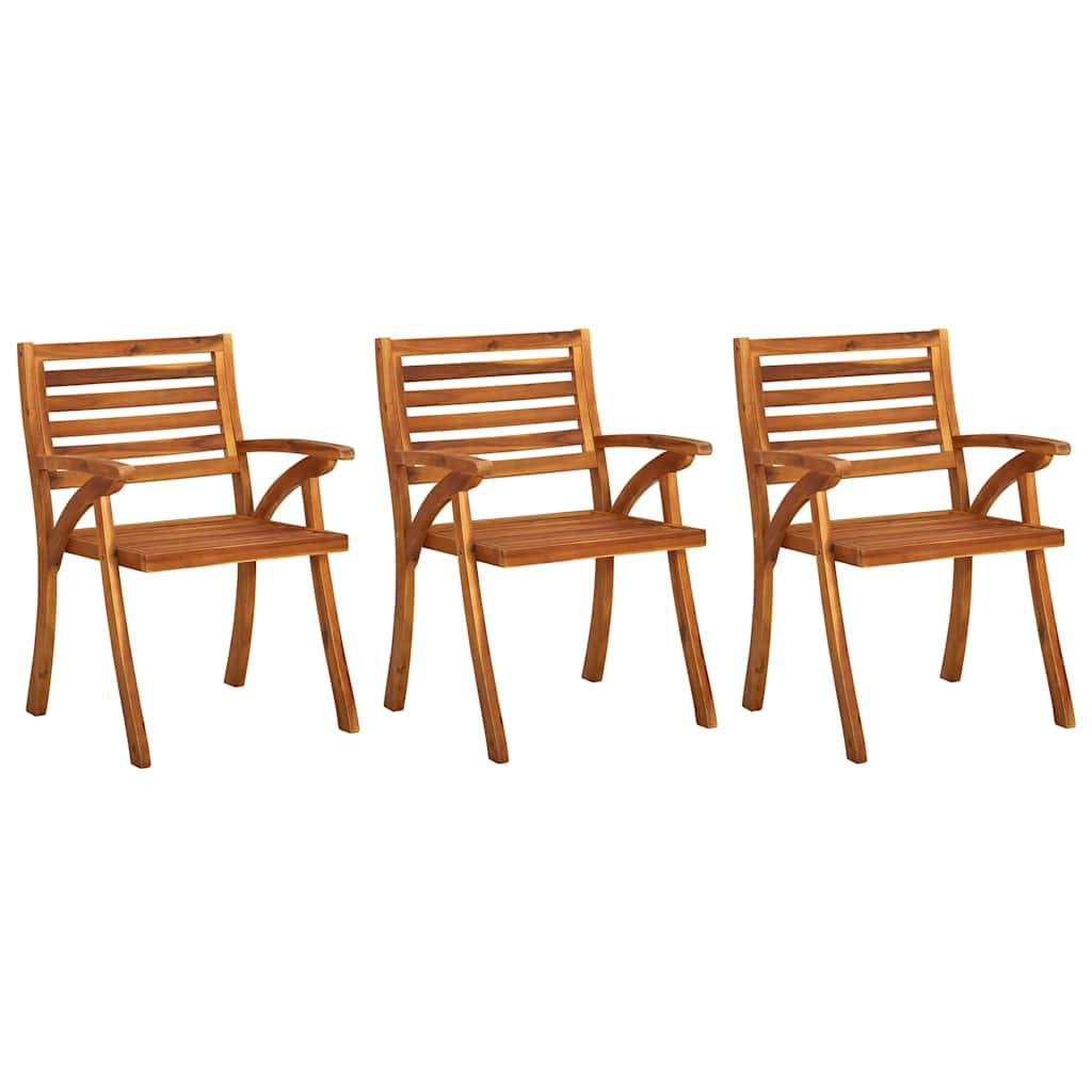 Set de 3 Fauteuils de Table en Bois d'Acacia Massif avec Coussins d'Extérieur Beige – ComfortXL Outdoor Living - Image 2