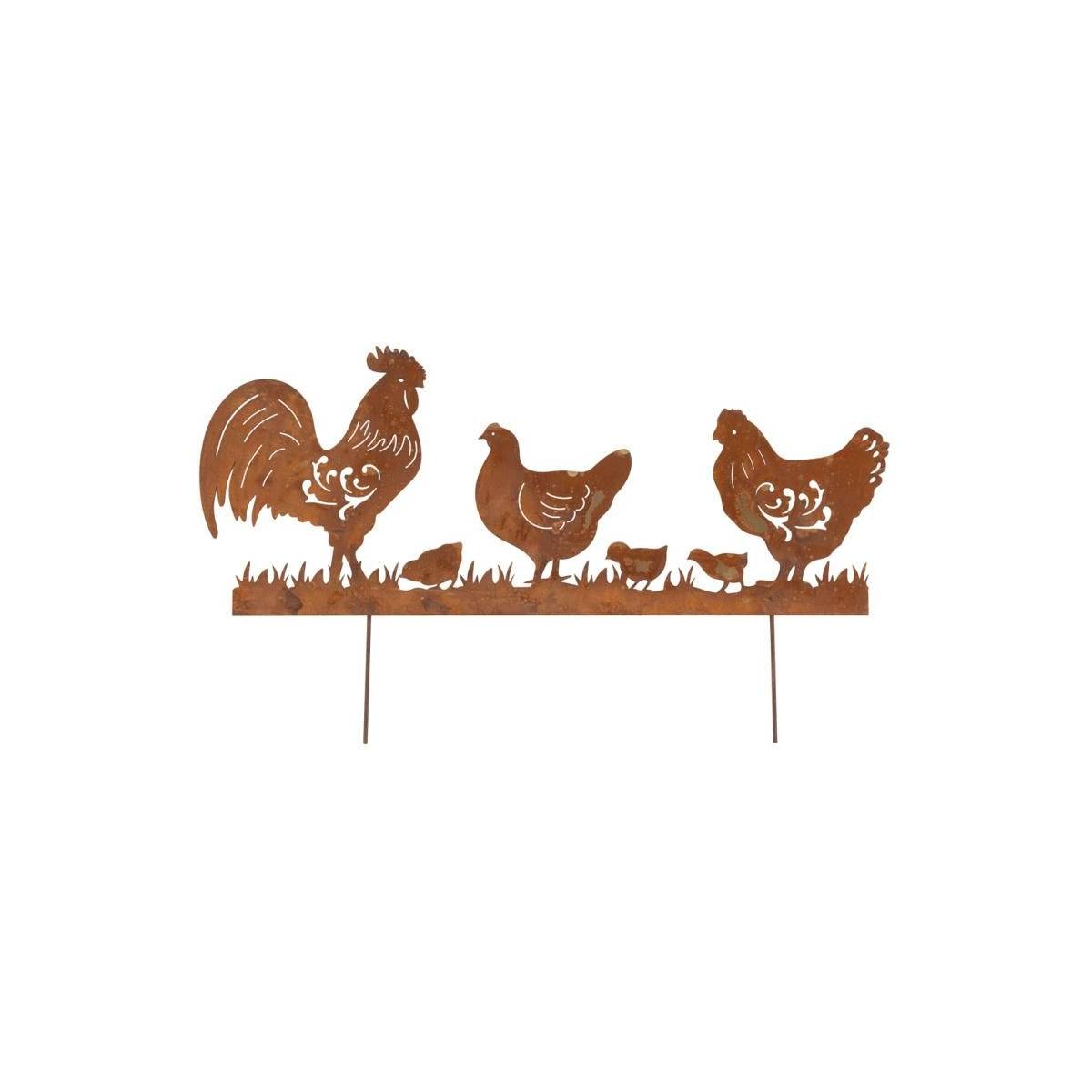Aubry Gaspard - Décor de jardin Poules et Coq en métal vieilli - Image 1