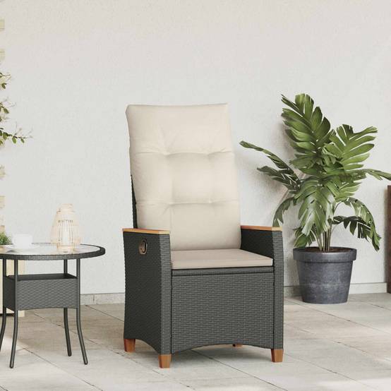 PANGIVO - Chaise de jardin inclinable polyrotin noir et crème 64 x 57.5 x 112 cm - PANGIVO - Image 1