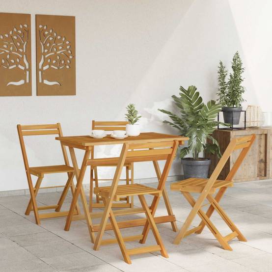 Chaises de jardin pliantes bois d'acacia naturel 40 x 53 x 80 cm - PANGIVO - Image 3