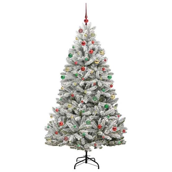 Uten Sapin De Noël Artificiel 150cm Vert Avec Flocons De Neige Blancs - 500 Branches - Support Métal