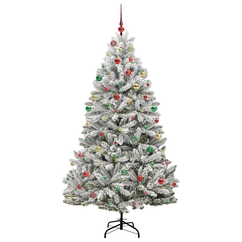 Uten Sapin De Noël Artificiel 150cm Vert Avec Flocons De Neige Blancs - 500 Branches - Support Métal