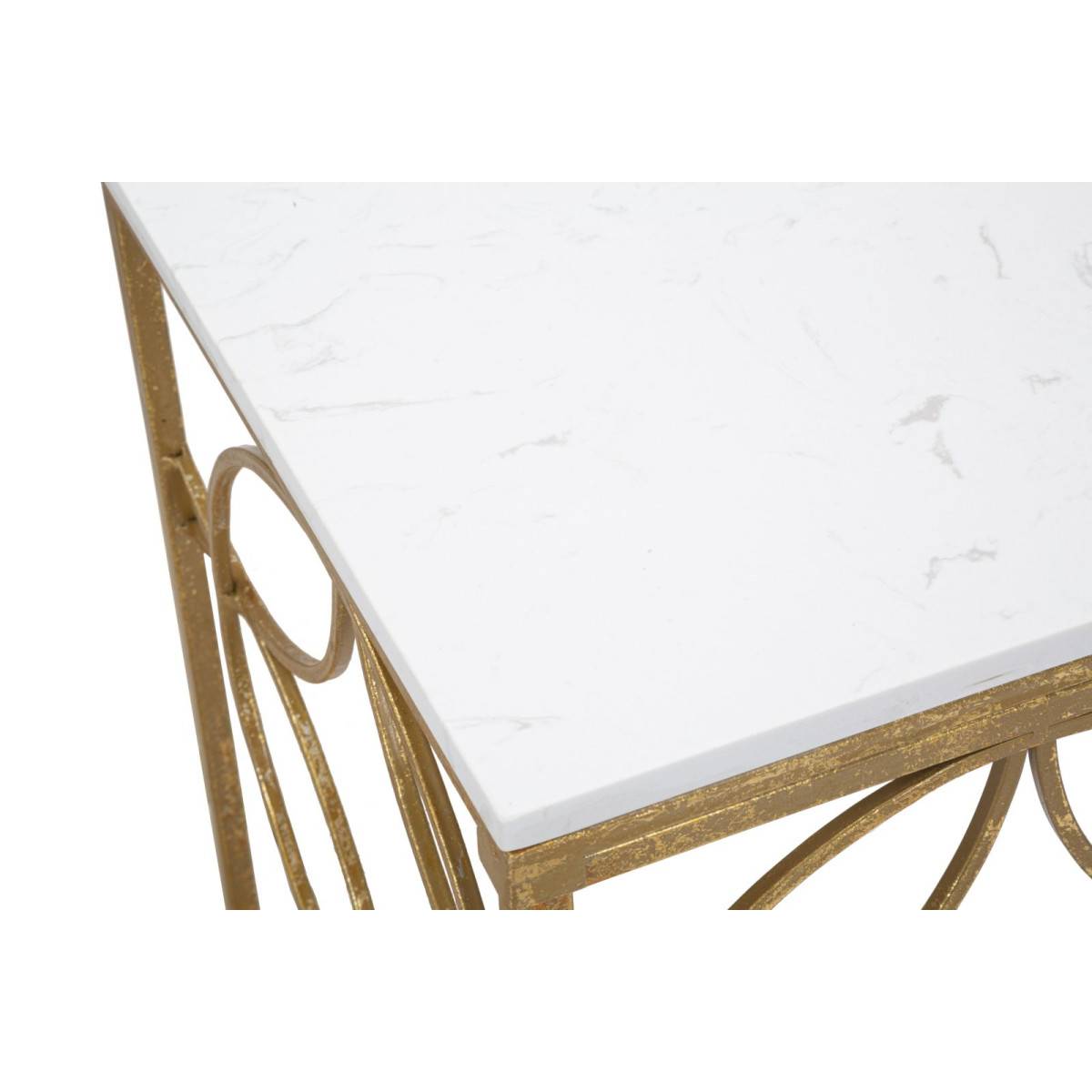 Console Design en Marbre "Star" 120cm Blanc & Or - Image 2