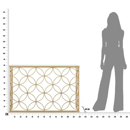 Console Design en Marbre "Star" 120cm Blanc & Or - Image 8