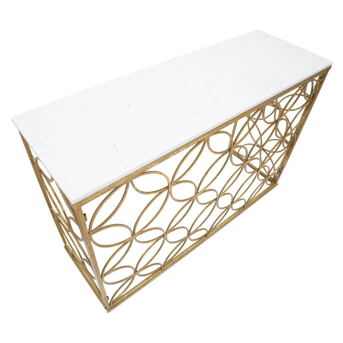 Console Design en Marbre "Star" 120cm Blanc & Or - Image 6