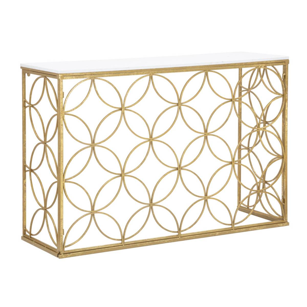 Console Design en Marbre "Star" 120cm Blanc & Or - Image 1