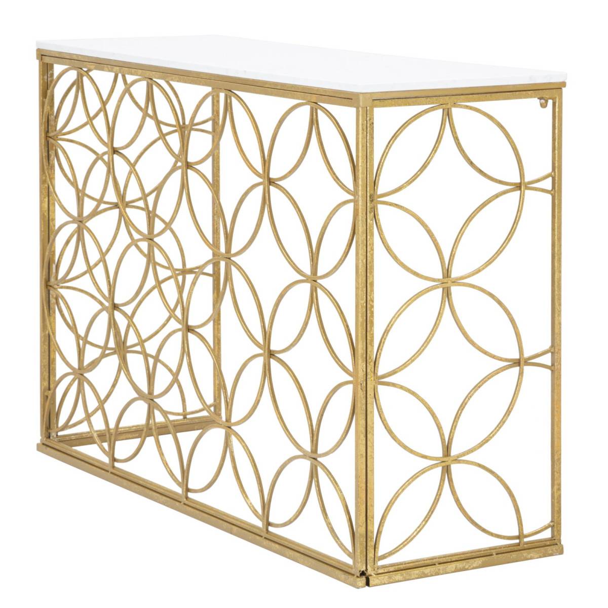 Console Design en Marbre "Star" 120cm Blanc & Or - Image 4