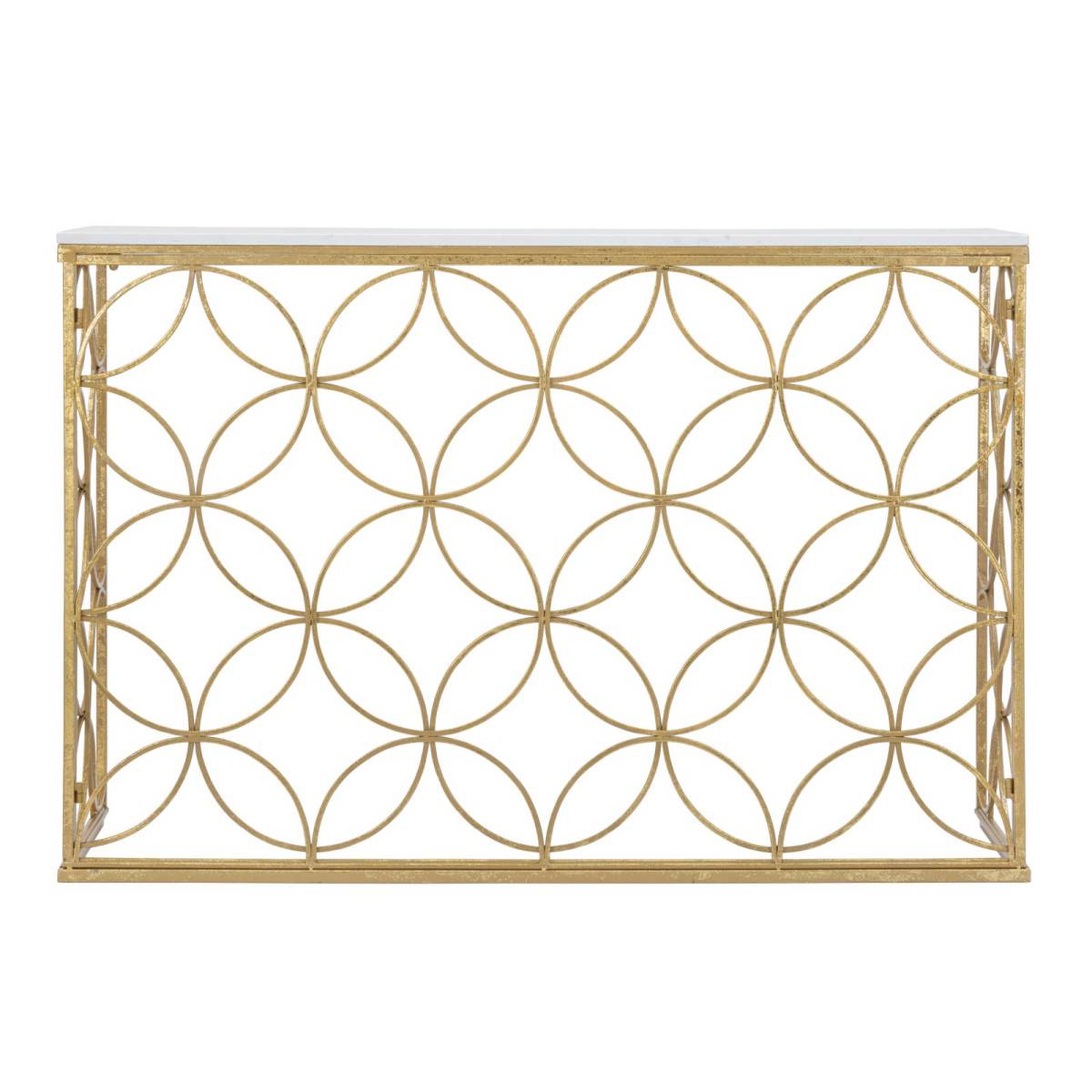 Console Design en Marbre "Star" 120cm Blanc & Or - Image 3
