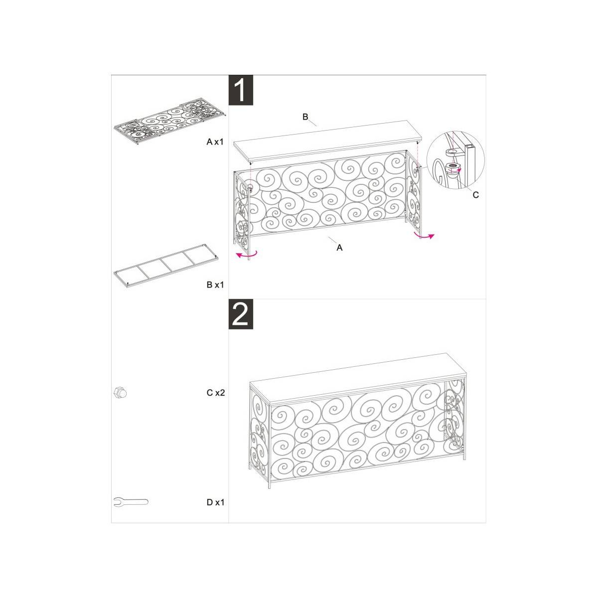 Console Design en Marbre "Star" 120cm Blanc & Or - Image 9