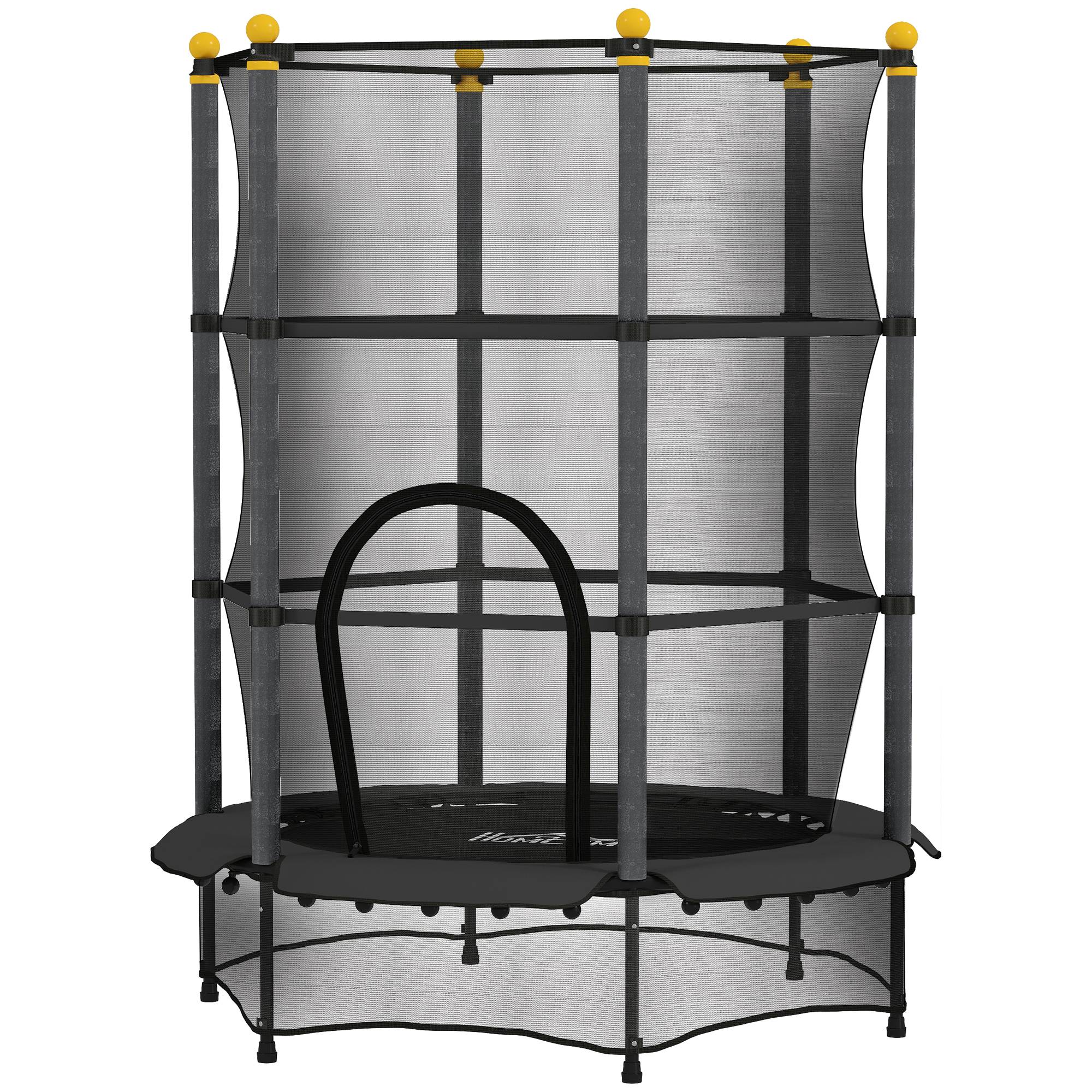 Trampoline Enfant Ø 1,40 × 1,90H m Filet de sécurité Porte zipée Couvre-Ressorts 6 poteaux rembourrés Inclus - Image 2