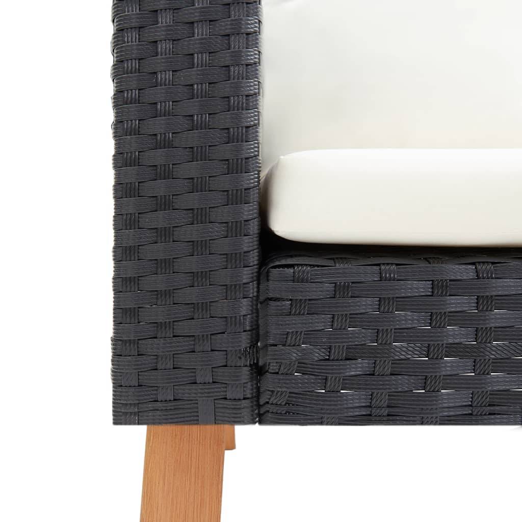 Helloshop26 - Salon de jardin meuble d'extérieur ensemble de mobilier 3 pièces avec coussins résine tressée noir - Image 5