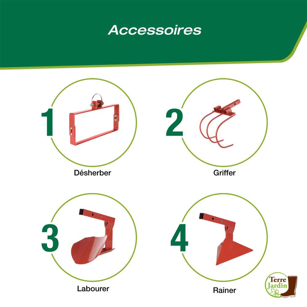Cultivateur maraîcher à roue 4 outils - TERRE JARDIN - Image 4