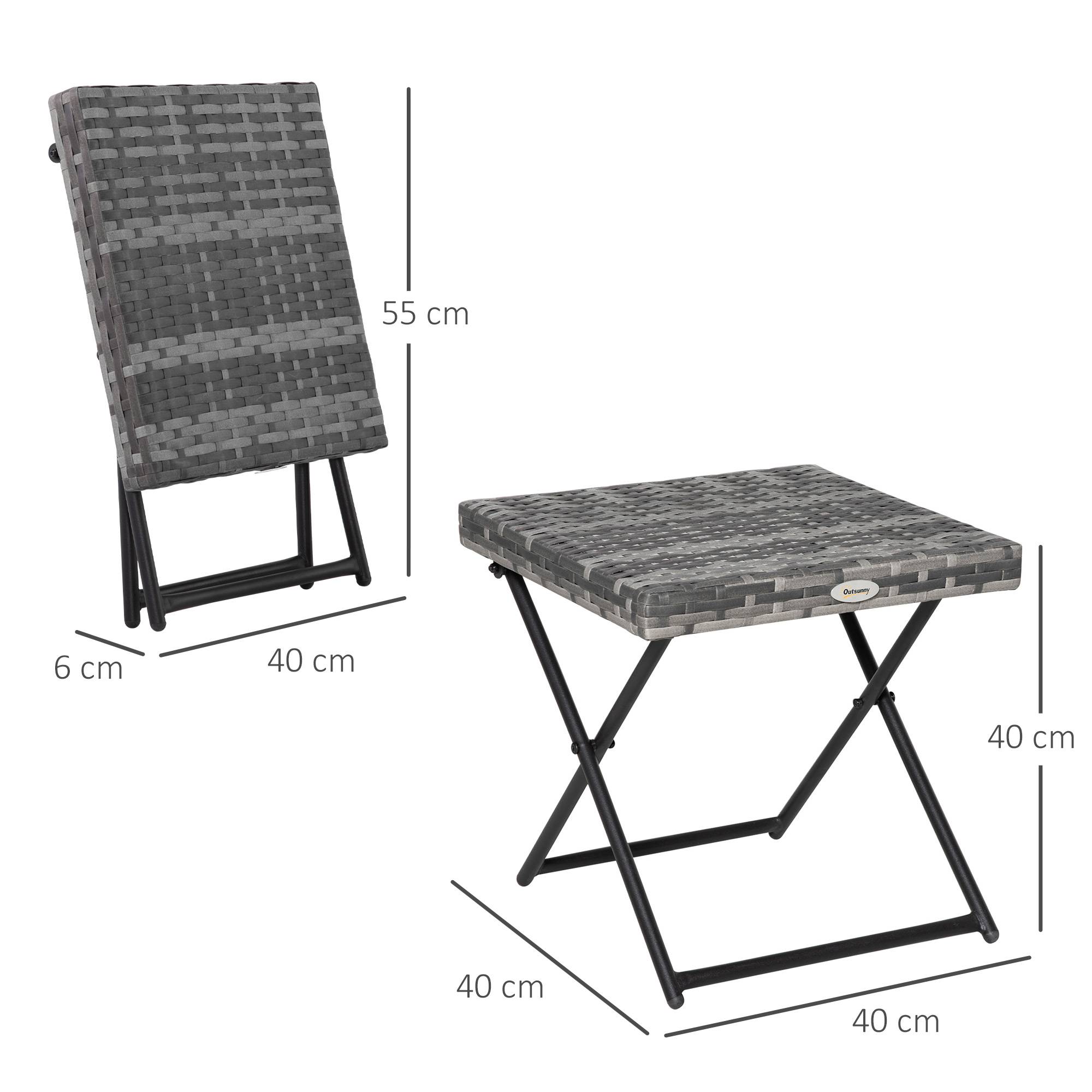 ComfortXL - Table basse pliable jardin résine tressée balcon bout canapé 40x40x40cm gris - ComfortXL Outdoor Living - Image 5