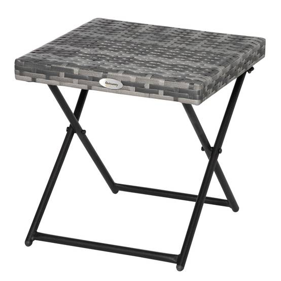 ComfortXL - Table basse pliable jardin résine tressée balcon bout canapé 40x40x40cm gris - ComfortXL Outdoor Living - Image 2