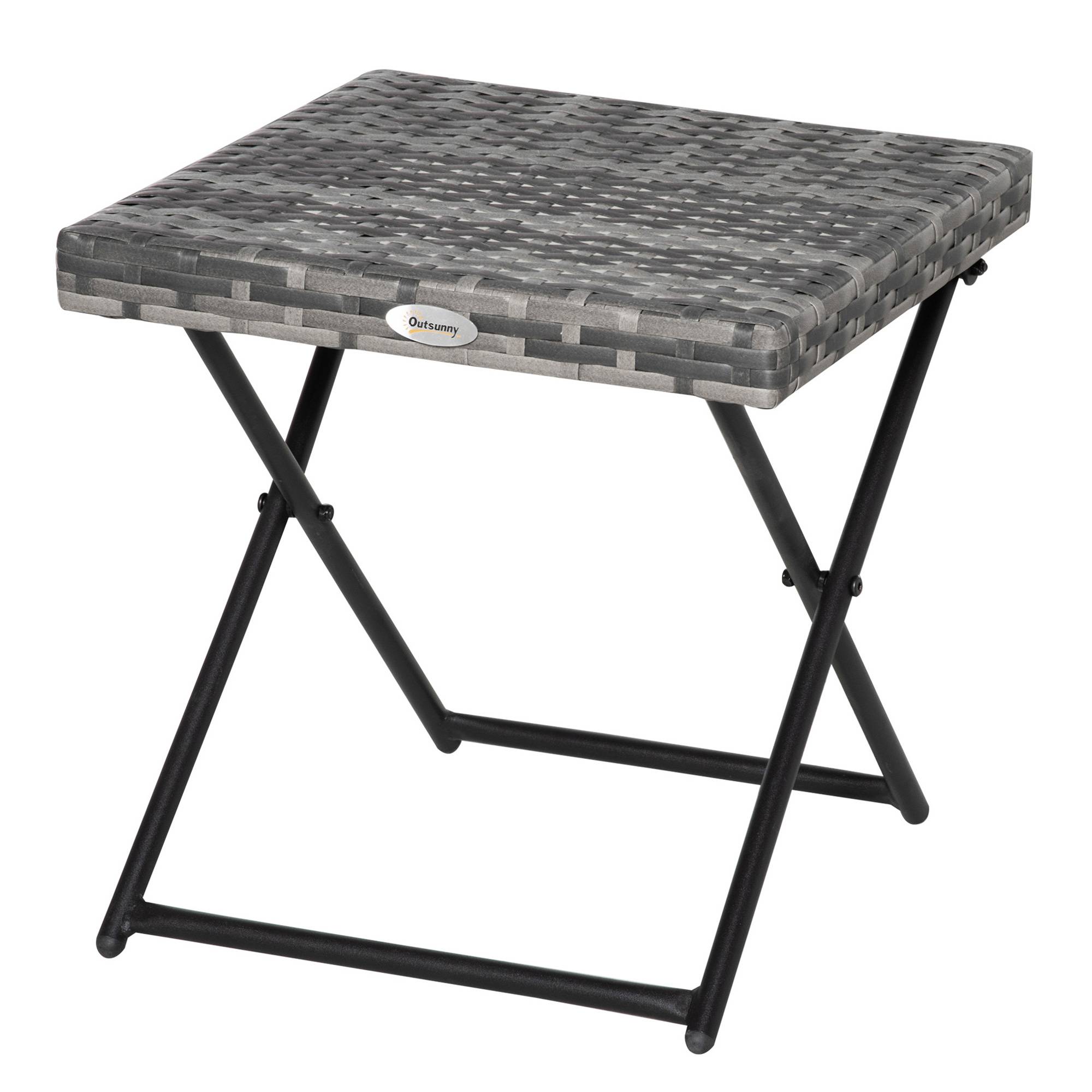 ComfortXL - Table basse pliable jardin résine tressée balcon bout canapé 40x40x40cm gris - ComfortXL Outdoor Living - Image 2