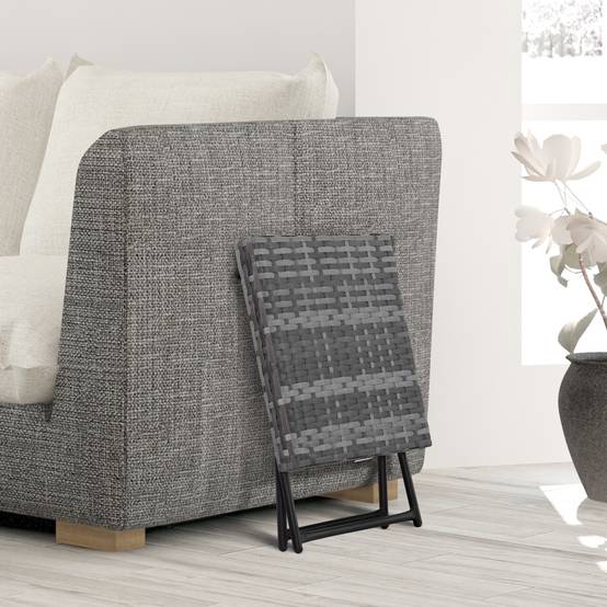 ComfortXL - Table basse pliable jardin résine tressée balcon bout canapé 40x40x40cm gris - ComfortXL Outdoor Living - Image 10