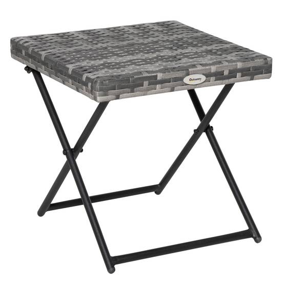 ComfortXL - Table basse pliable jardin résine tressée balcon bout canapé 40x40x40cm gris - ComfortXL Outdoor Living - Image 1