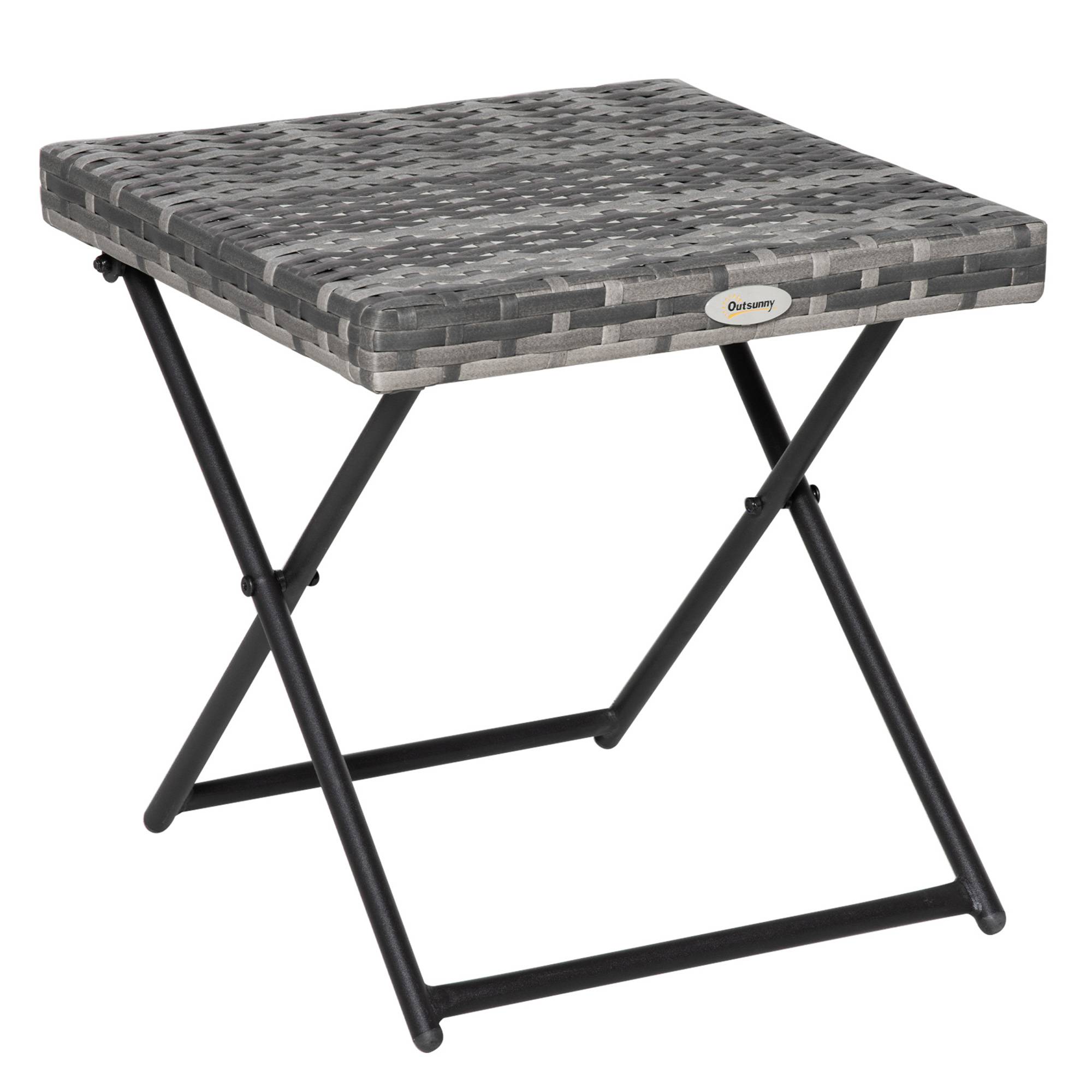 ComfortXL - Table basse pliable jardin résine tressée balcon bout canapé 40x40x40cm gris - ComfortXL Outdoor Living - Image 1