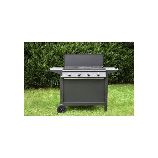 Barbecue A Gaz - Grill Garden - Noir - 4 Brûleurs - Avec Capot De Protection - Allumage Piezo électrique - Image 6