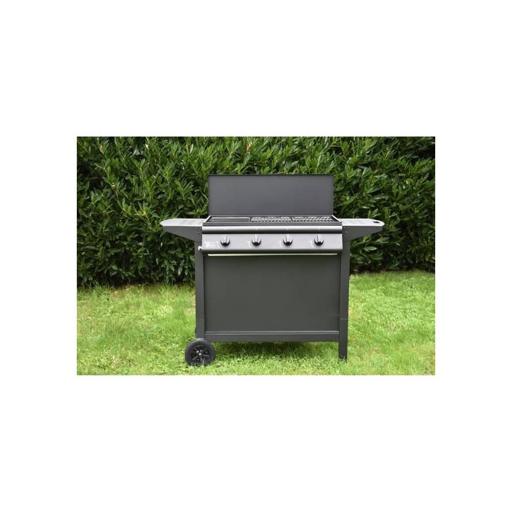 Barbecue A Gaz - Grill Garden - Noir - 4 Brûleurs - Avec Capot De Protection - Allumage Piezo électrique - Image 6