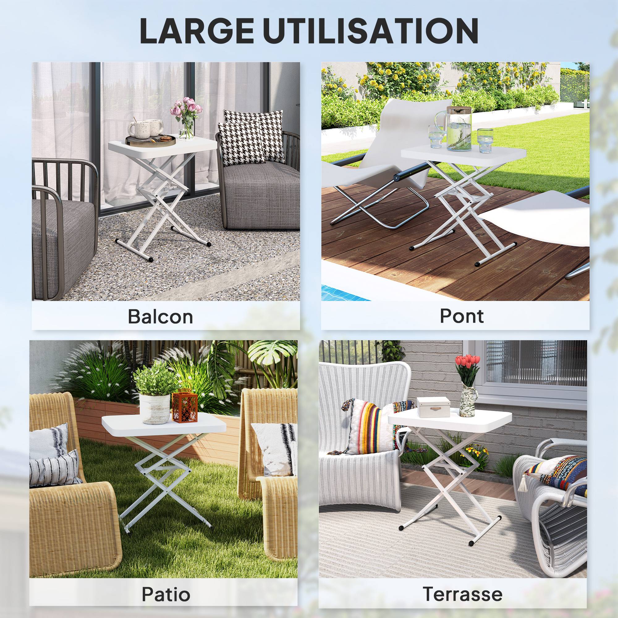 PANGIVO - Table pliante extérieure HDPE blanc 65 x 45 x 70 cm - PANGIVO - Image 9