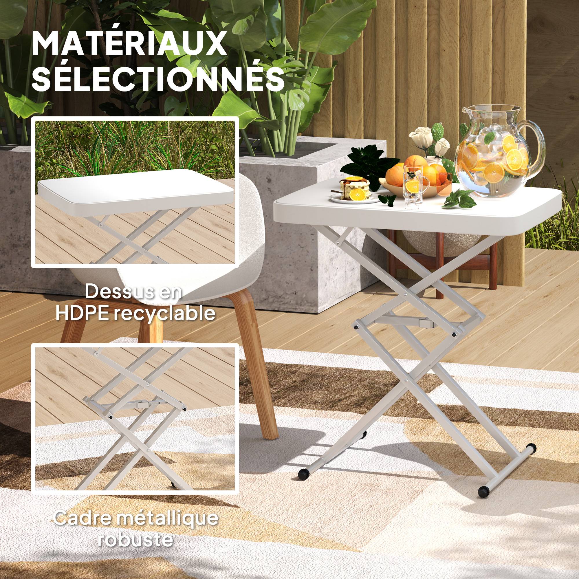 PANGIVO - Table pliante extérieure HDPE blanc 65 x 45 x 70 cm - PANGIVO - Image 8