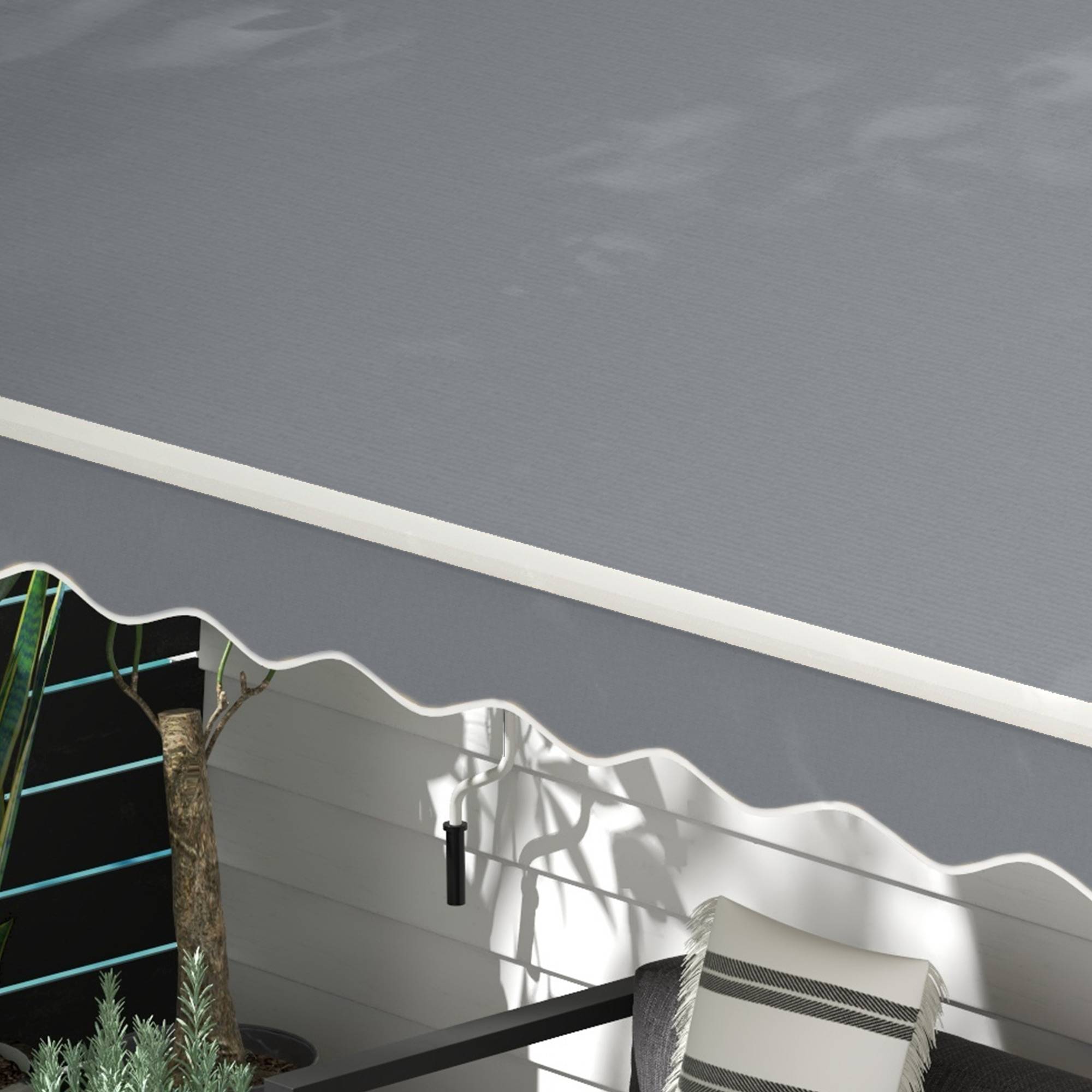 Store banne rétractable manuelle 4 x 2,5 cm pour balcon, avec manivelle, cadre en aluminium anti-UV pour fenêtres de jardin, gris - Image 10