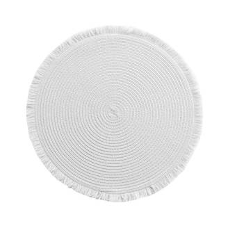 Set de Table Rond avec Franges "Falbala" 38cm Blanc