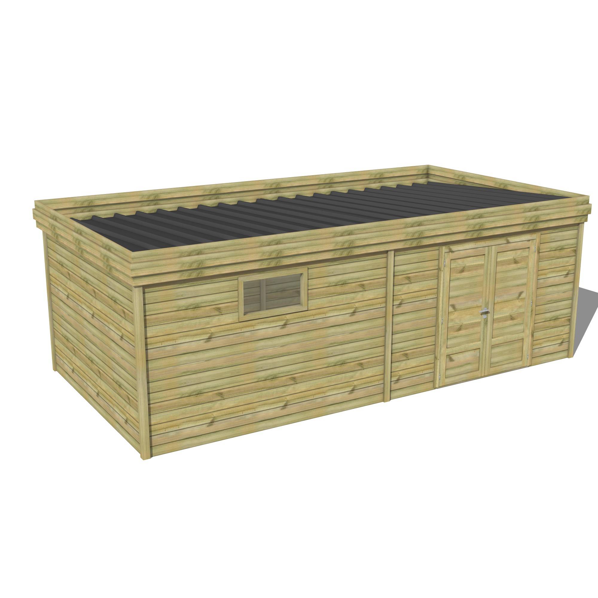 Abri Français - ABRI DE JARDIN bois Pin traité autoclave 27mm - 6,795x3,44m / 23m2 - Bac acier - Abri Français - Image 1